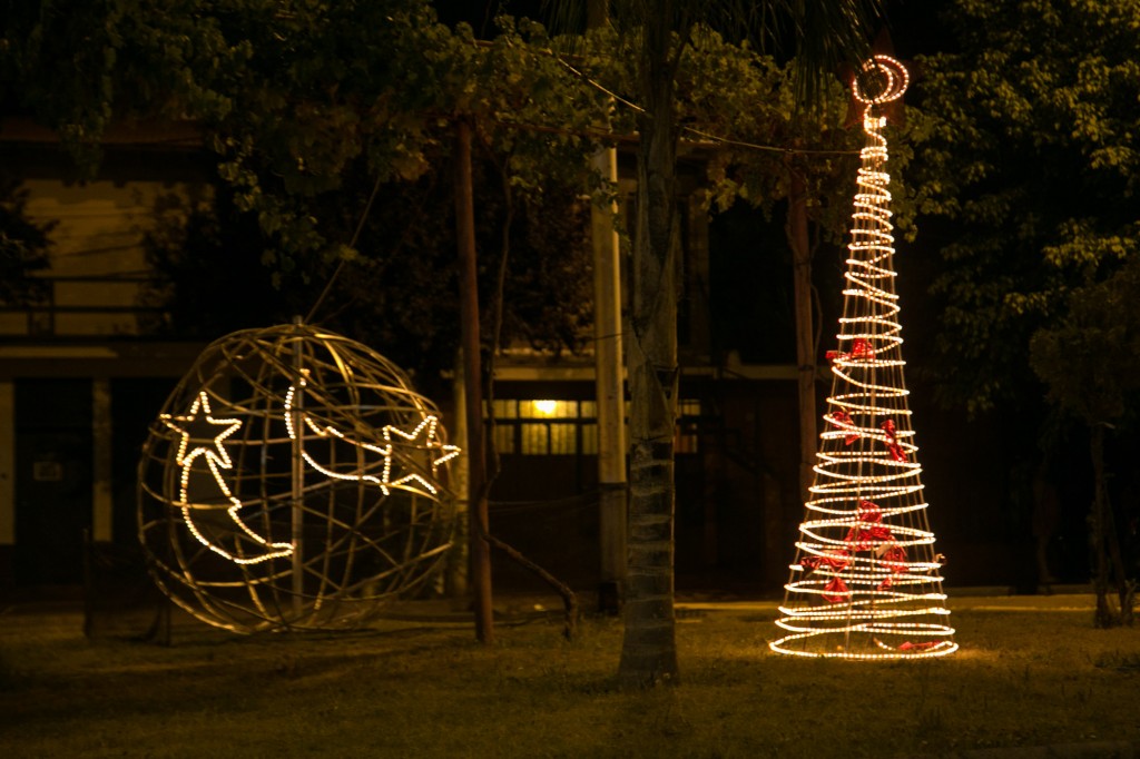 Pino lumínico y borla iluminada. Barrio San Martín